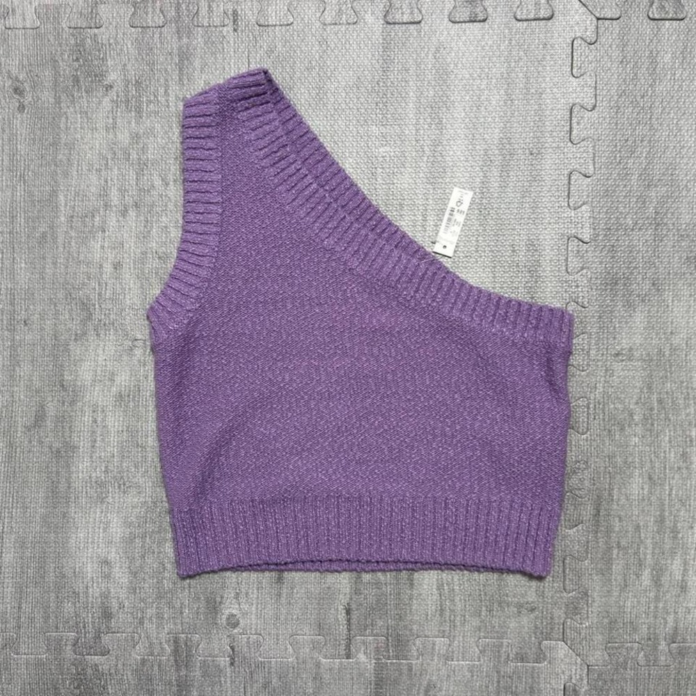 NWT Madewell Purple One Shoulder Cropped Knit Sweater Vest‎ Women's Small